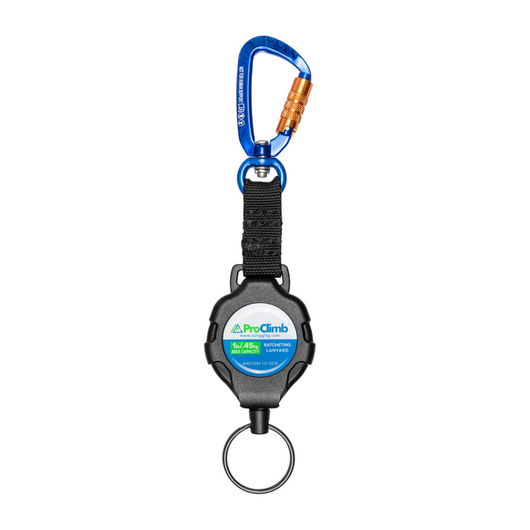 42" Retractable Tool Lanyard - ANSI 121 Certified - 1 lb Capacity - Auto-Locking Carabiner - Non-Conductive Rope