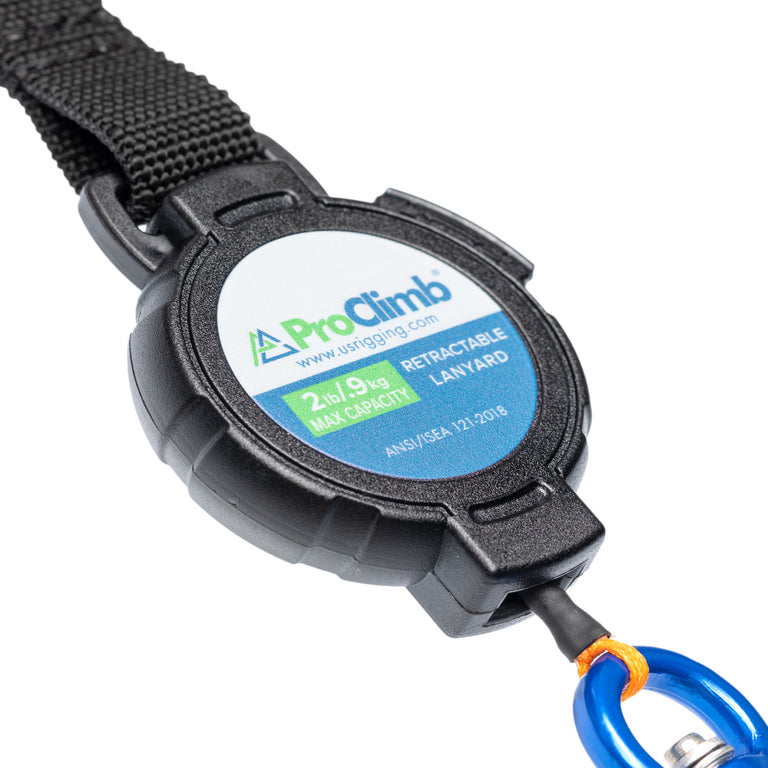 46" Retractable Tool Lanyard - Self-Locking Carabiner - 2lb Capacity - Automatic Retraction for Drop Prevention