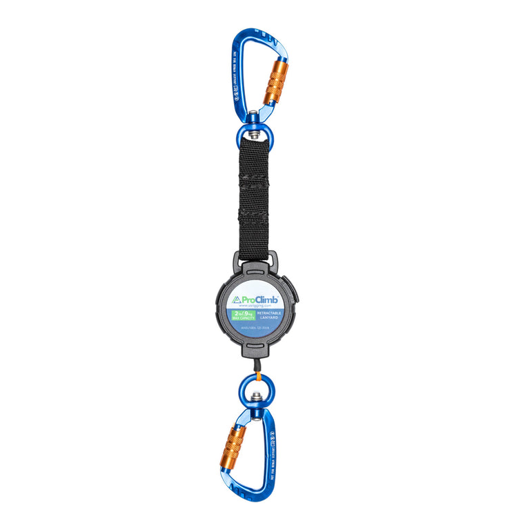 46" Retractable Tool Lanyard - Self-Locking Carabiner - 2lb Capacity - Automatic Retraction for Drop Prevention