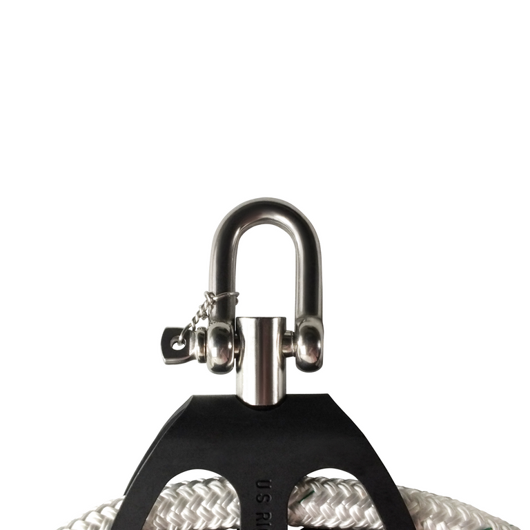 ProClimb Aluminum Fiddle Block Set - 50ft Double Braid Rope - 2:1 Mechanical Advantage - WLL 1,000 lbs