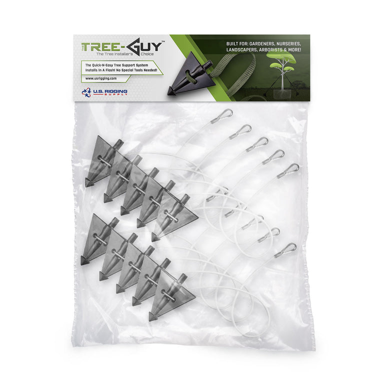 Tree-Guy Anchoring System Kit TG-6 - Arrow Anchor with 30" Vinyl Coated Cable - Pack of 10