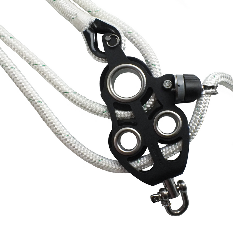 ProClimb Aluminum Fiddle Block Set - 50ft Double Braid Rope - 2:1 Mechanical Advantage - WLL 1,000 lbs