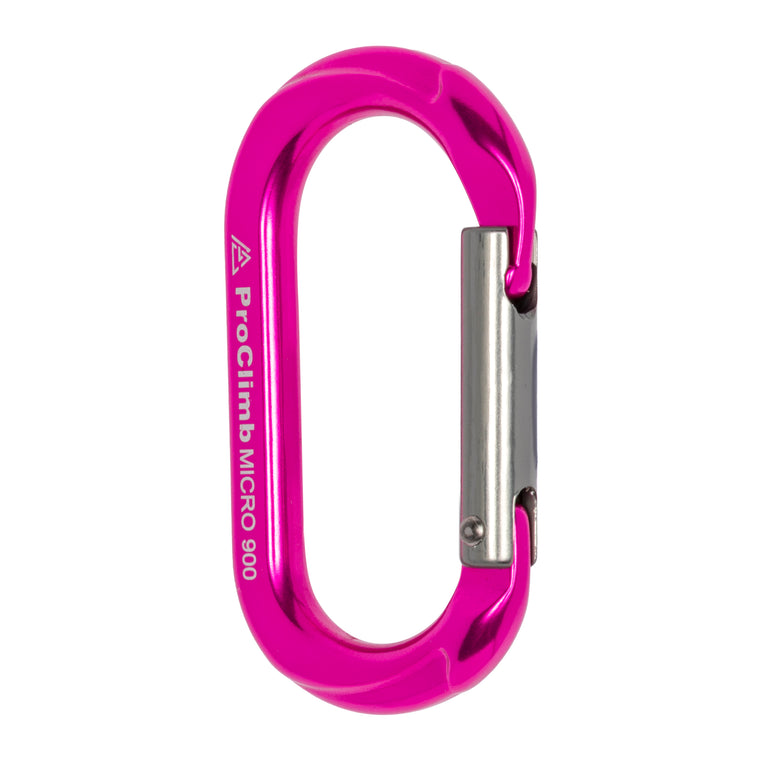ProClimb Mini 900 Carabiner - Pink - 4kN Aluminum Straight Gate (Pack of 3)
