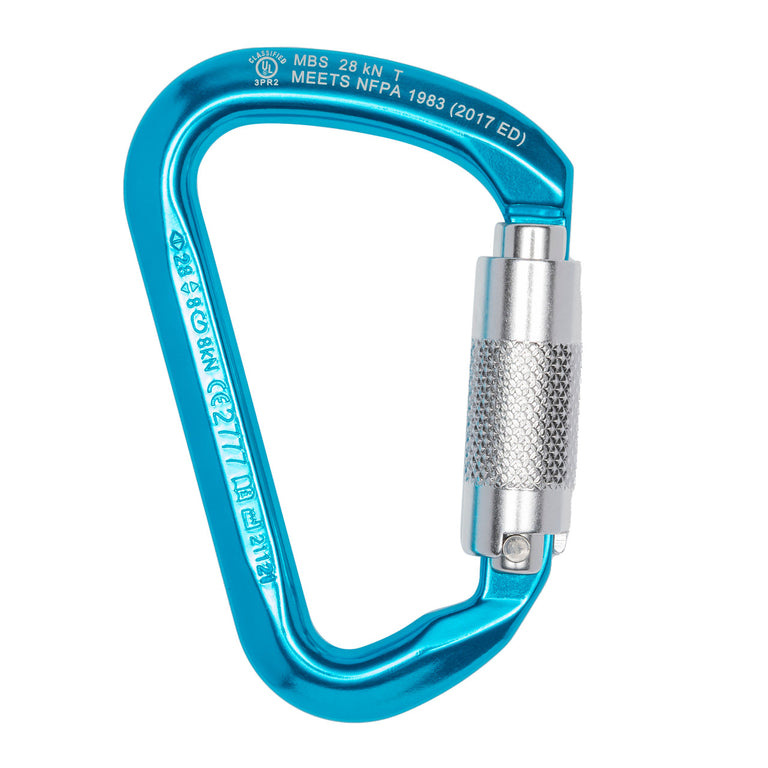 ProClimb Modified D Aluminum Carabiner - 28kN Twist Lock Gate - Professional Climbing Hardware