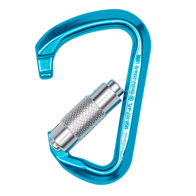 ProClimb Modified D Aluminum Carabiner - 28kN Twist Lock Gate - Professional Climbing Hardware