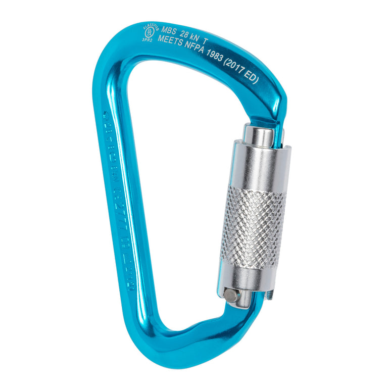 ProClimb Modified D Aluminum Carabiner - 28kN Twist Lock Gate - Professional Climbing Hardware