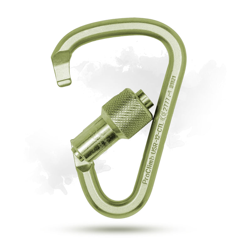 Steel Klettersteig Carabiner - Twist Lock Gate - 16kN (3,597 lb) MBS - Via Ferrata & Climbing