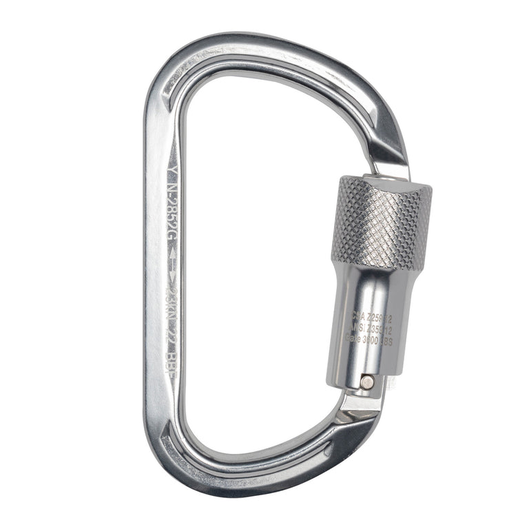 ProClimb Aluminum Alloy Carabiner - Twist Lock Gate - 23kN Strength - Silver Anodized