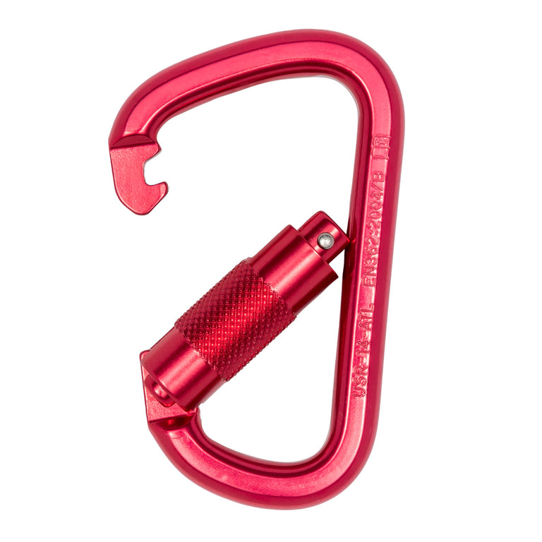 ProClimb Modified D Rescue Carabiner - 25kN Twist Lock - Red Anodized Aluminum