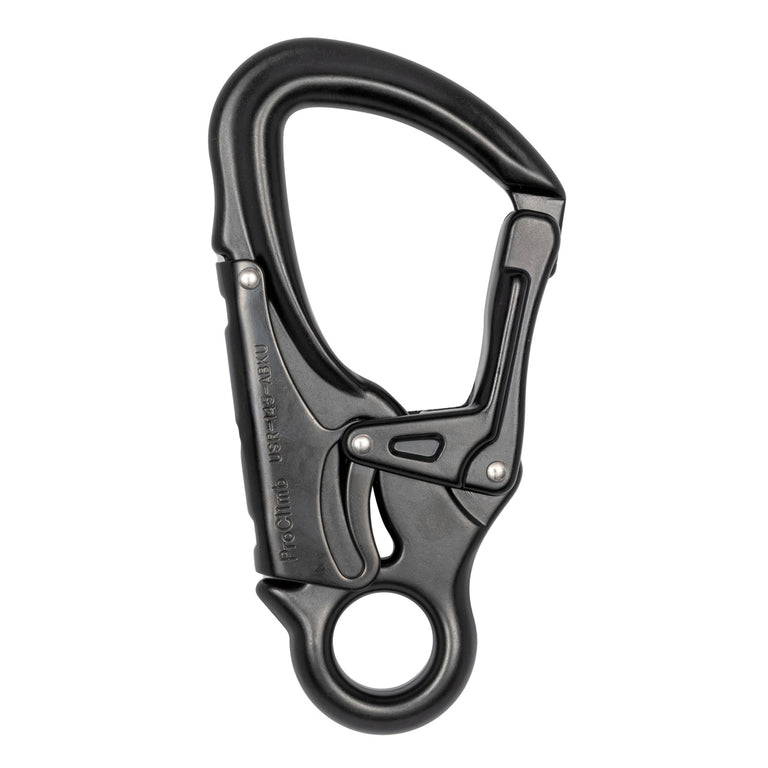 Forged Aluminum Snap Hook with Fixed Eye - 40kN (8,992 lb) MBS - Black Anodized - Ultra-Lightweight 4.4 oz