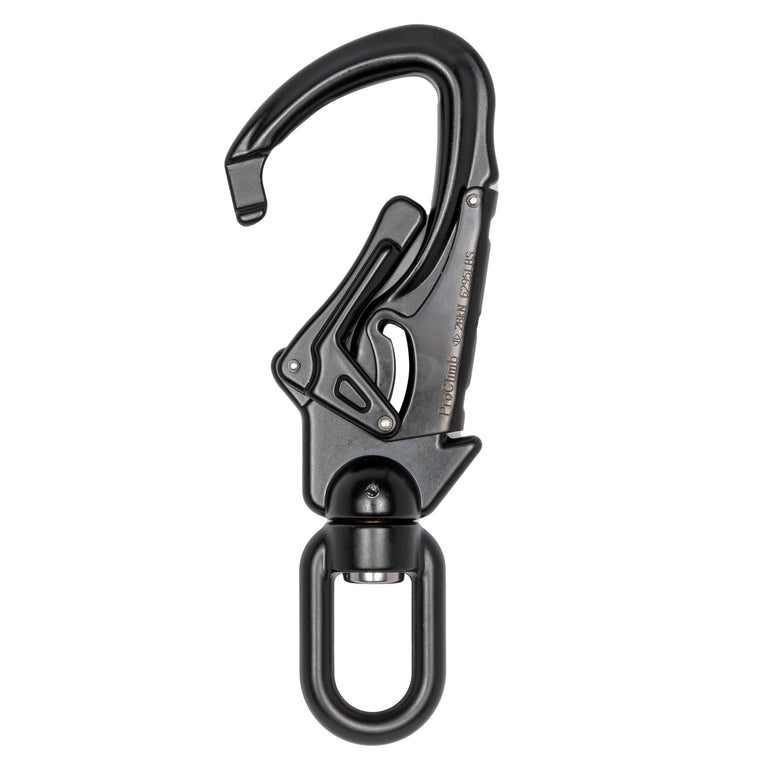 Forged Aluminum Swivel Snap Hook - Double-Action Locking Gate - 28kN (6,294 lb) MBS - Lightweight