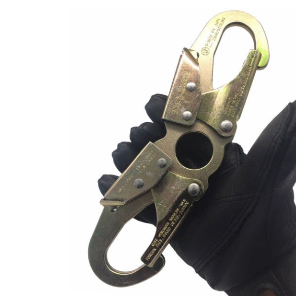 ANSI Z359.12 Steel Spreader Snap Hook - Double-Action Self-Locking - 23kN (5,171 lb) MBS - Wide-Mouth Design