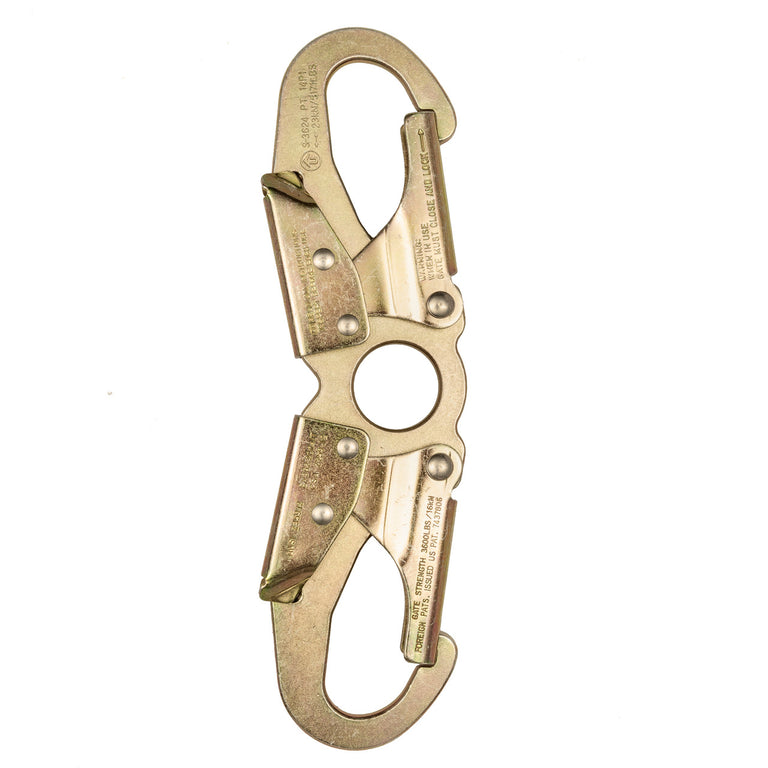 ANSI Z359.12 Steel Spreader Snap Hook - Double-Action Self-Locking - 23kN (5,171 lb) MBS - Wide-Mouth Design