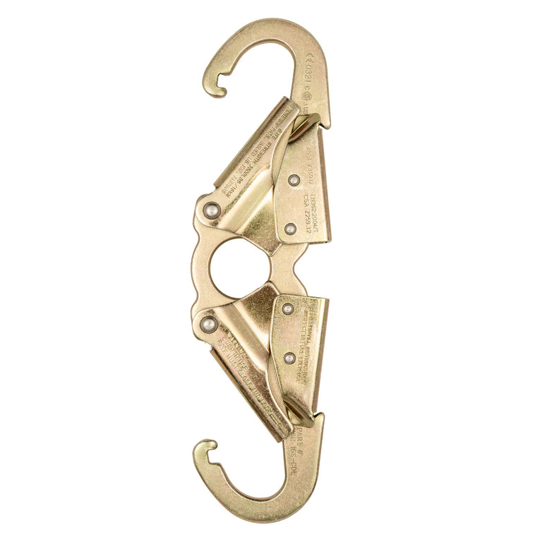 ANSI Z359.12 Steel Spreader Snap Hook - Double-Action Self-Locking - 23kN (5,171 lb) MBS - Wide-Mouth Design