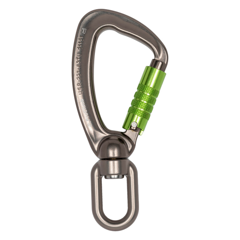 Professional Aluminum Swivel Carabiner - 25kN Triple Lock - Keylock Design
