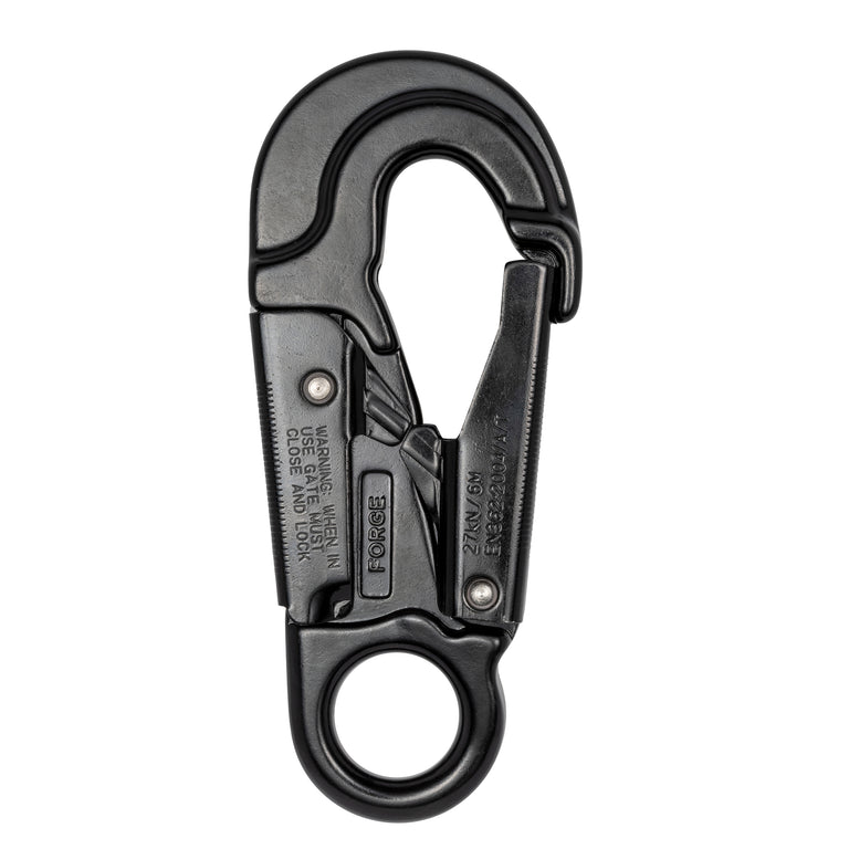 Forged Aluminum Snap Hook with Fixed Eye - 27kN (6,000 lb) MBS - Black - Ultra-Lightweight 5.8 oz