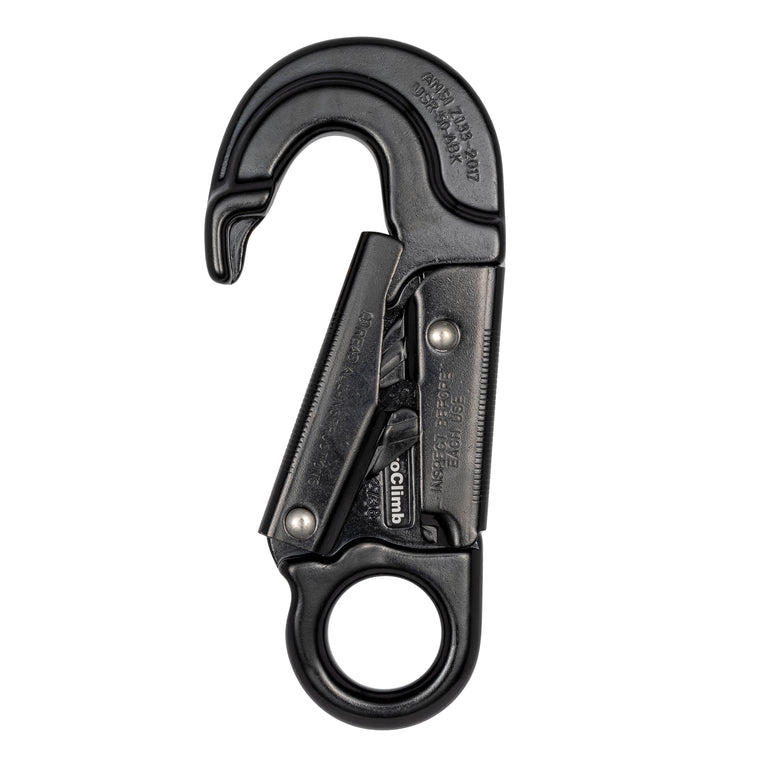 Forged Aluminum Snap Hook with Fixed Eye - 27kN (6,000 lb) MBS - Black - Ultra-Lightweight 5.8 oz