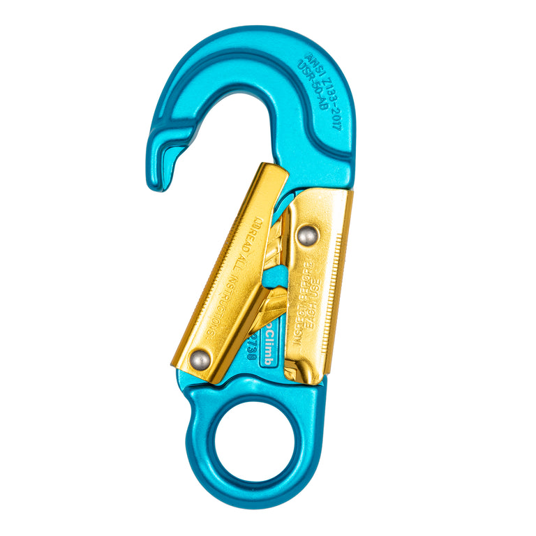 ProClimb Forged Aluminum Double-Lock Snap Hook with Fixed Eye - 27kN MBS