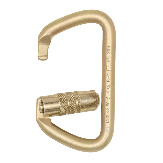 ProClimb Screw Lock Large D Steel Carabiner - 60kN Professional Climbing Hardware