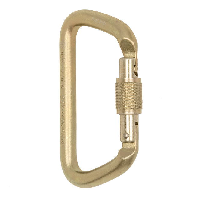 ProClimb Screw Lock Large D Steel Carabiner - 60kN Professional Climbing Hardware