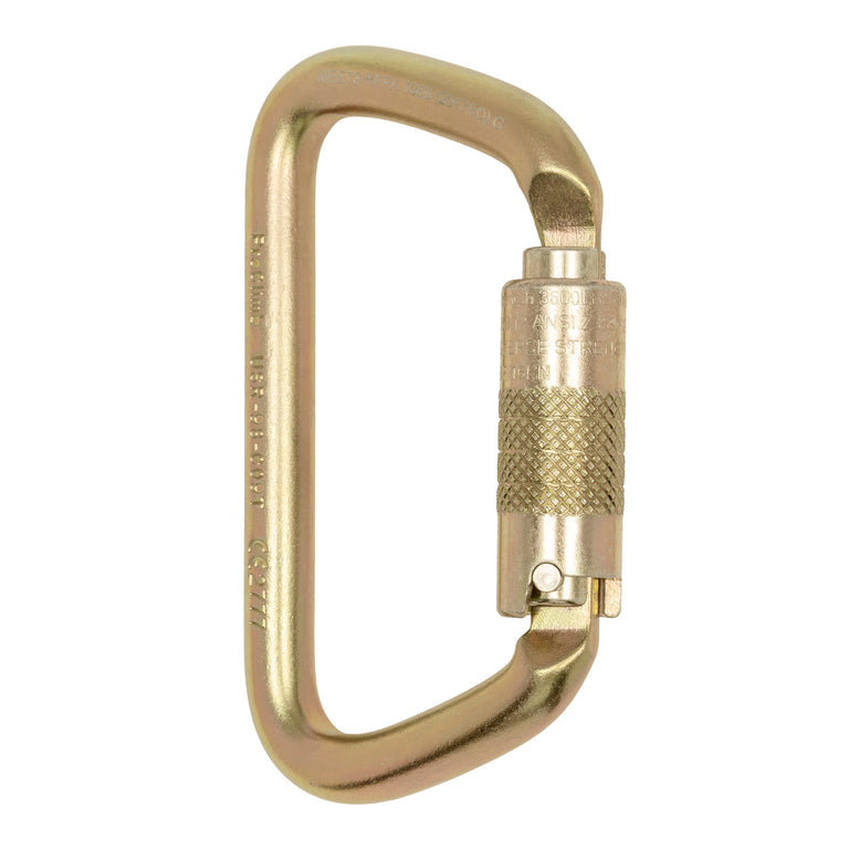 ProClimb Triple Lock Large D Steel Carabiner - Heavy Duty Climbing Hardware