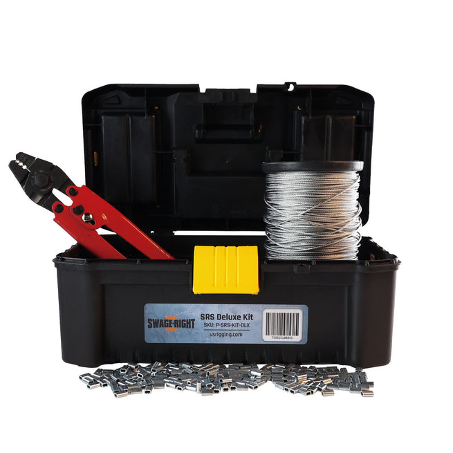 Deluxe SRS Hand-Swaging Tool Kit with Cutter plus 500' 1/16" Cable - Complete Wire Rope Crimping Set
