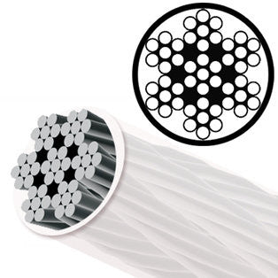 Vinyl Coated Galvanized Steel Wire Rope (Aircraft Cable) - 1/16" - 7x7 - 1/8" Jacket OD - 250 FT