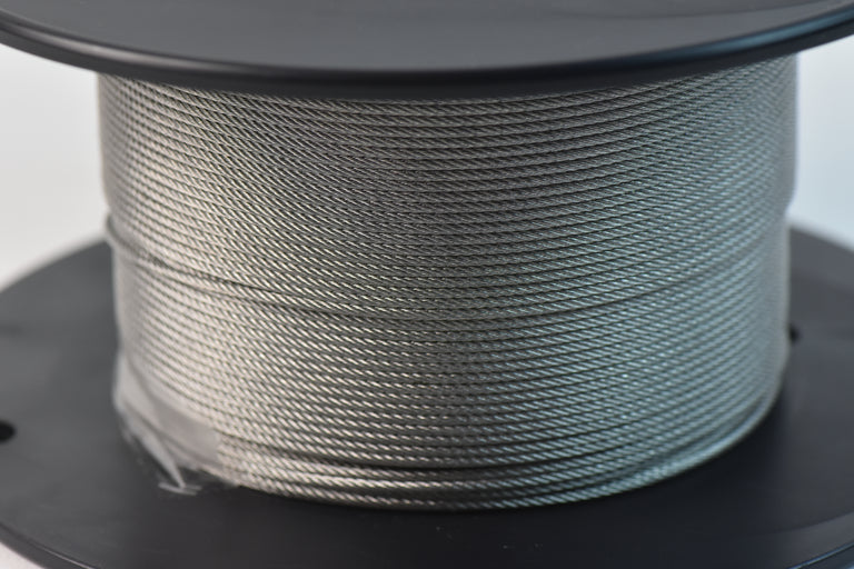 7x19 304 Stainless Steel Aircraft Cable - 1/8" - 150 ft - 480 lb Breaking Strength