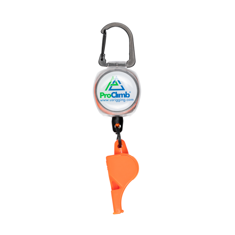 ProClimb Whistle Safe Lanyard - 24" Retractable Fox40 Emergency Whistle with Carabiner