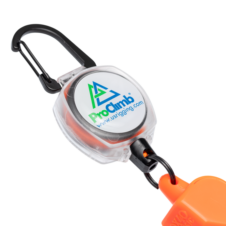 ProClimb Whistle Safe Lanyard - 24" Retractable Fox40 Emergency Whistle with Carabiner