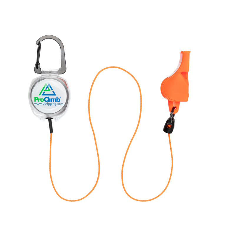 ProClimb Whistle Safe Lanyard - 24" Retractable Fox40 Emergency Whistle with Carabiner