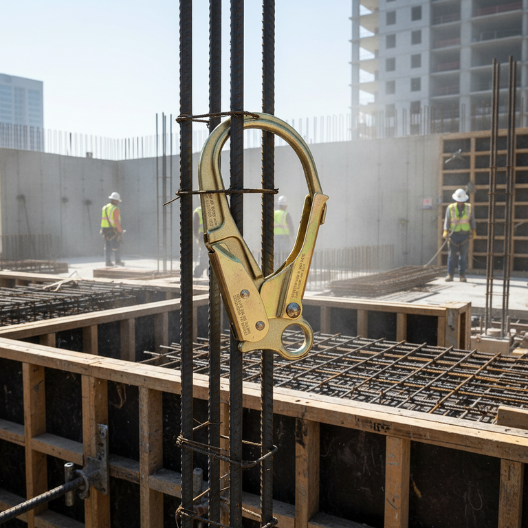 ANSI Forged Steel Rebar Hook - Double Action Self-Locking - 50kN (11,240 lb) MBS - Concrete & Construction