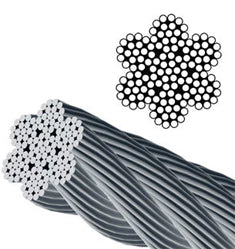 7x19 304 Stainless Steel Aircraft Cable - 1/8" - 150 ft - 480 lb Breaking Strength