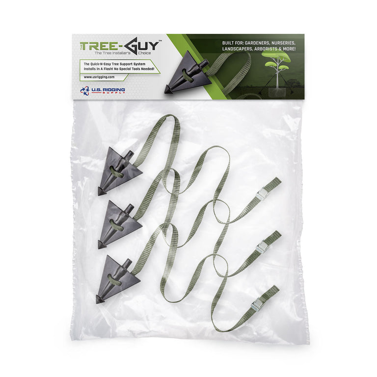 Professional Tree Anchoring System Kit - 3-Piece Staking Kit with Cam Buckles